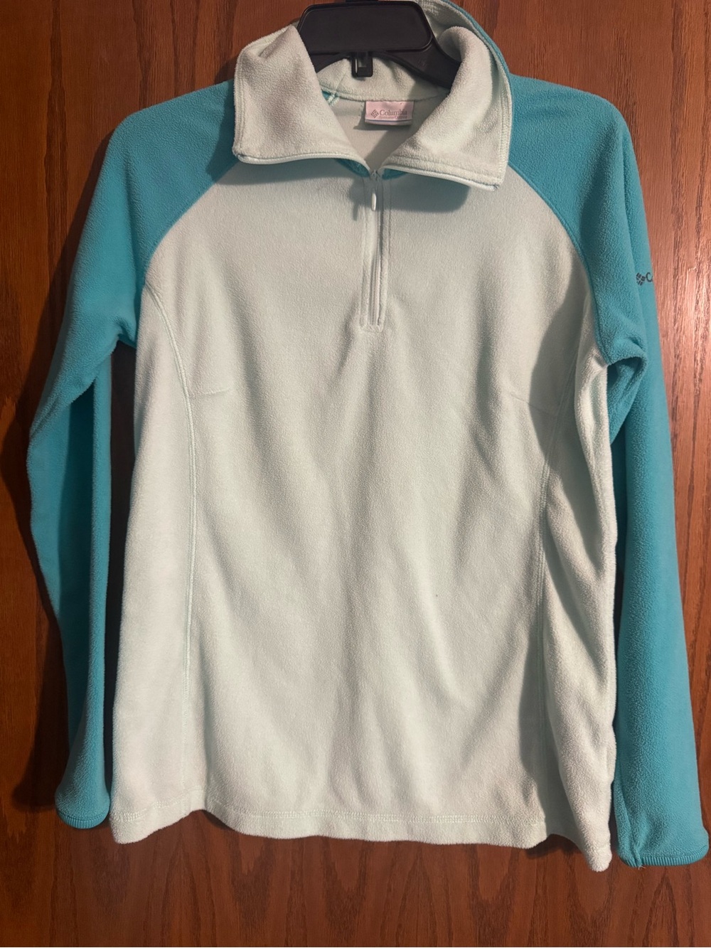 Columbia Two-Tone Light Blue & Teal Quarter-Zip Fleece Pullover